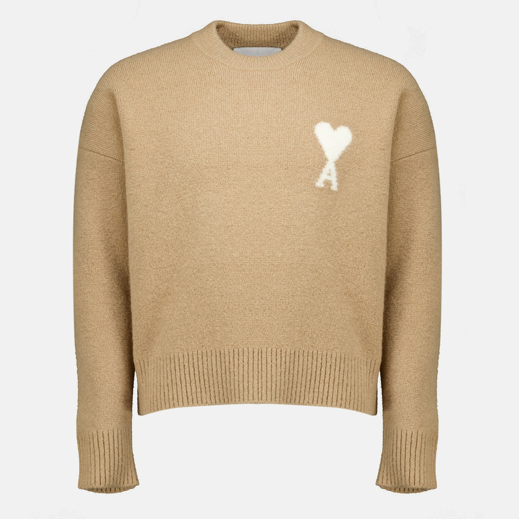 Maille Beige AMI Heart Sweater Ami PARIS Beige Unisexe
