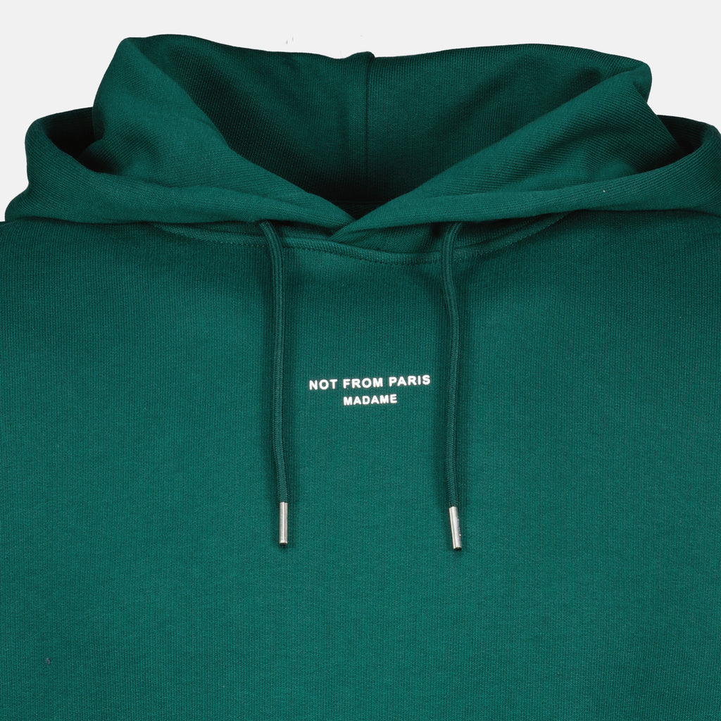 Image de l'article Sweat à capuche Slogan Classique vert de la marque Drole De Monsieur pour Homme - Saison Printemps-Été 2026 - Vue détaillée_1