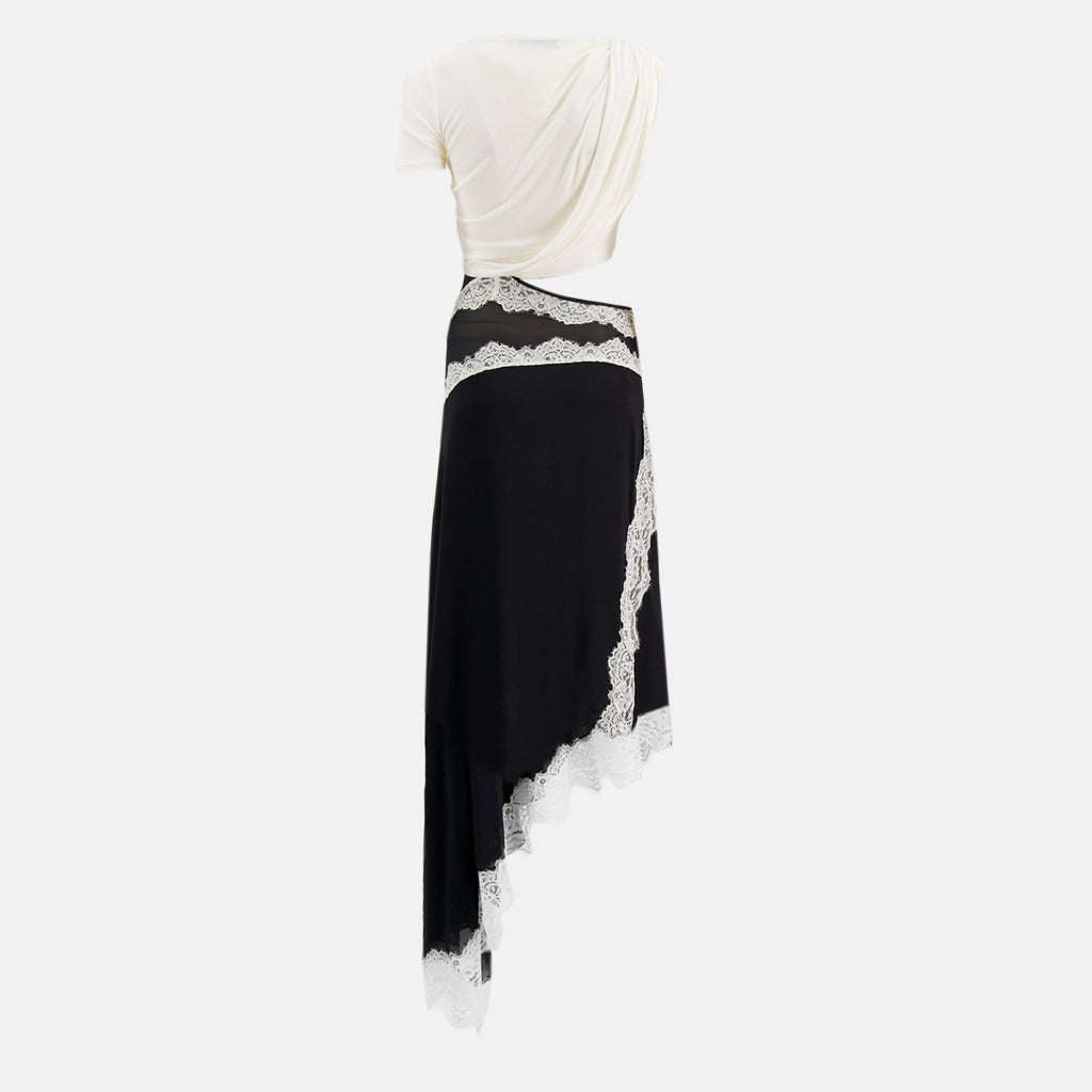 Imagen del vestido de camiseta Verve blanco y negro de la marca Christopher Esber para mujer - Temporada Primavera-Verano 2026 - Vista Posterior