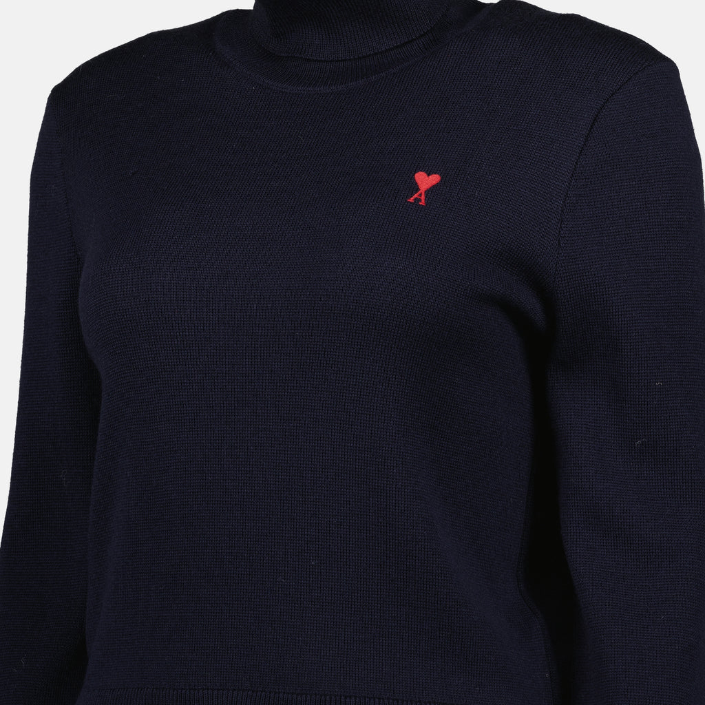 Image of the Ami de coeur turtleneck sweater by the brand Ami PARIS for Women - Fall-Winter 2025 - Detailed View_1