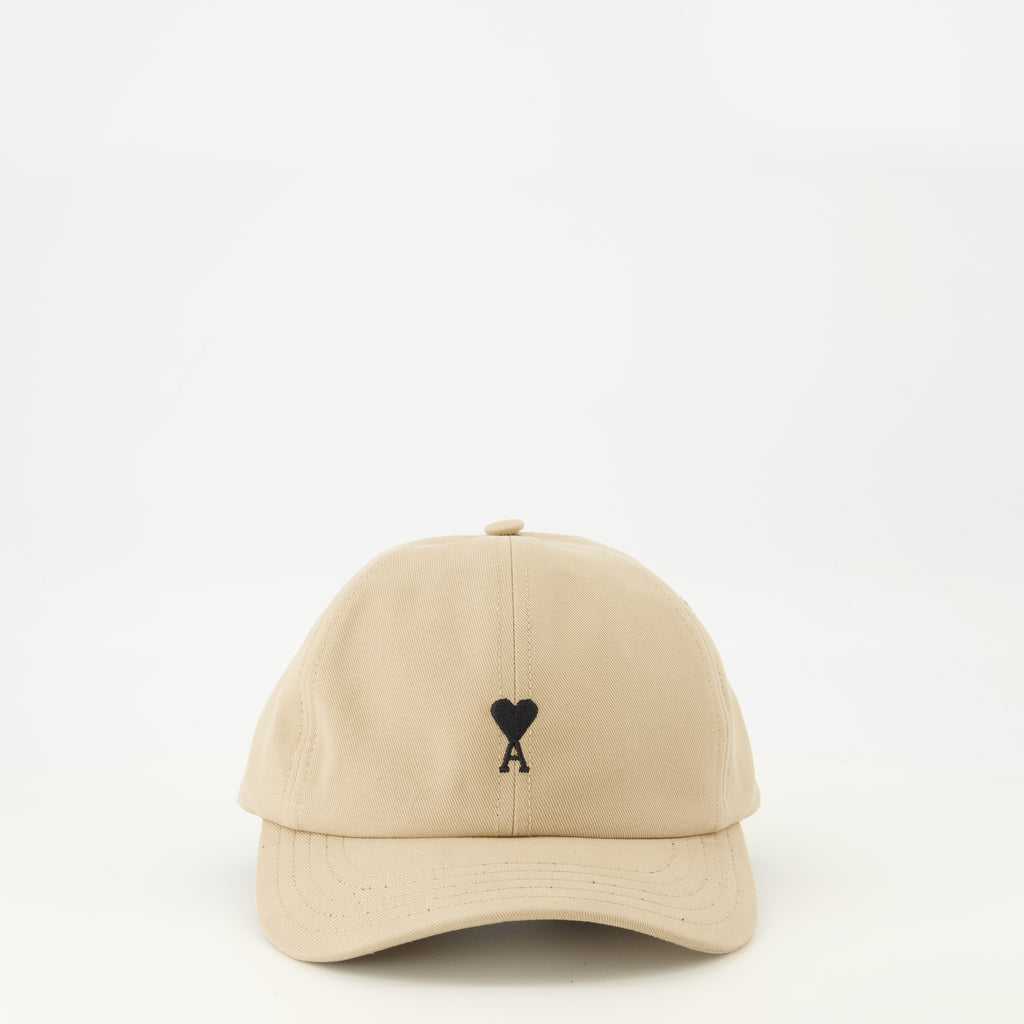 Image of the Ami de coeur beige cap from the brand Ami PARIS for Unisex - Spring-Summer 2026 - Front View