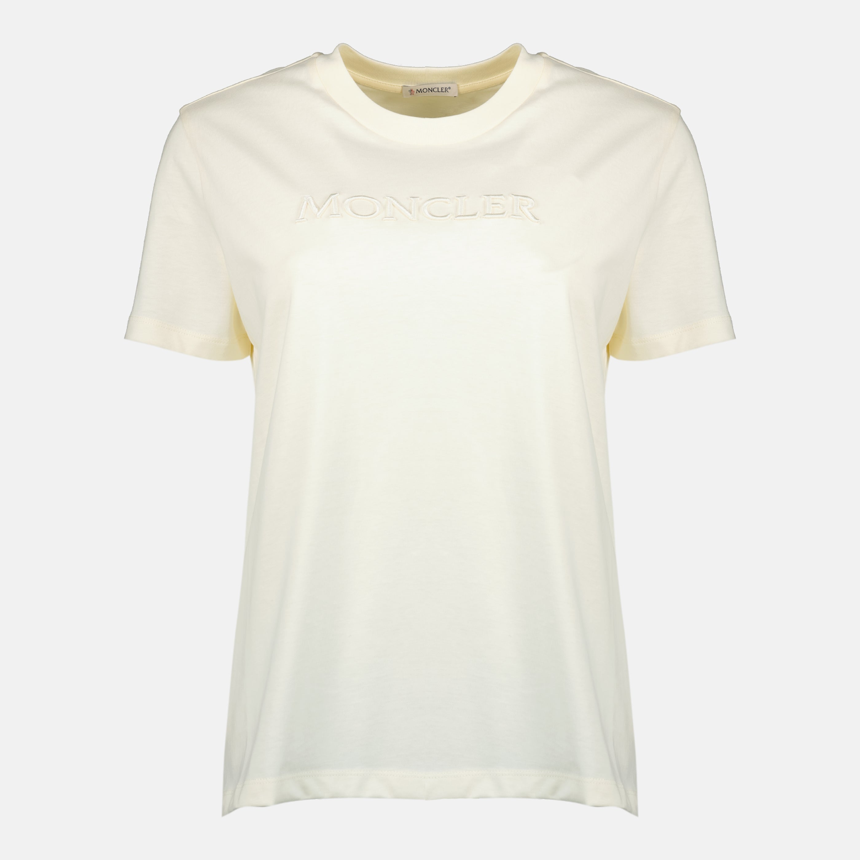 Image de l'article T-shirt logo brodé blanc de la marque Moncler pour Femme - Saison Printemps-Été 2026 - Vue de Face