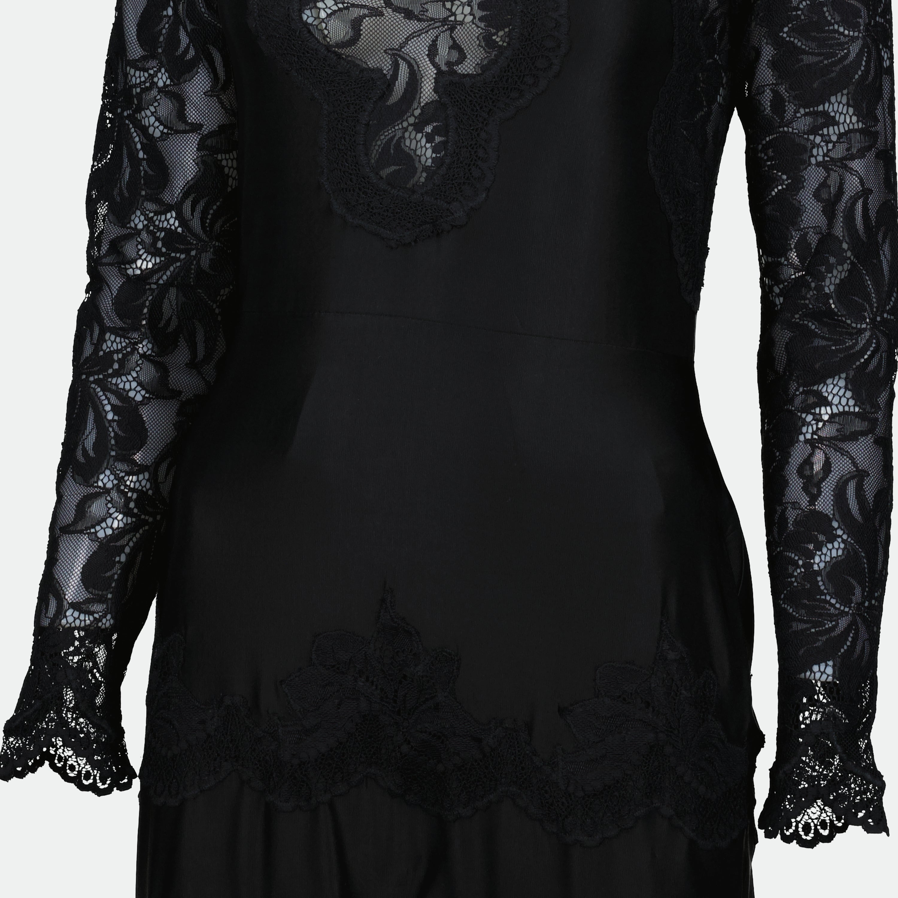 Robes Robe longue en dentelle Rabanne Noir Femme
