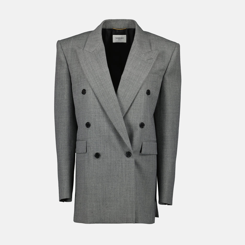Vestes Blazer en laine Saint Laurent Gris Femme