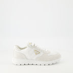Sneaker Nylon- und Leder-Sneaker Prada Weiß Femme