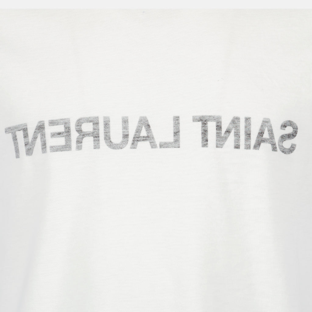 T-shirt T-shirt con Logo a Inverso Saint Laurent Bianco Homme
