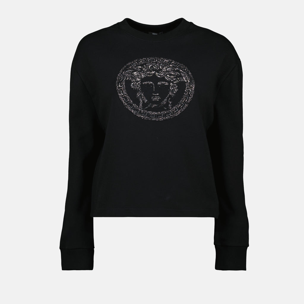 Sweatshirts Sweatshirt Medusa à strass Versace Noir Femme