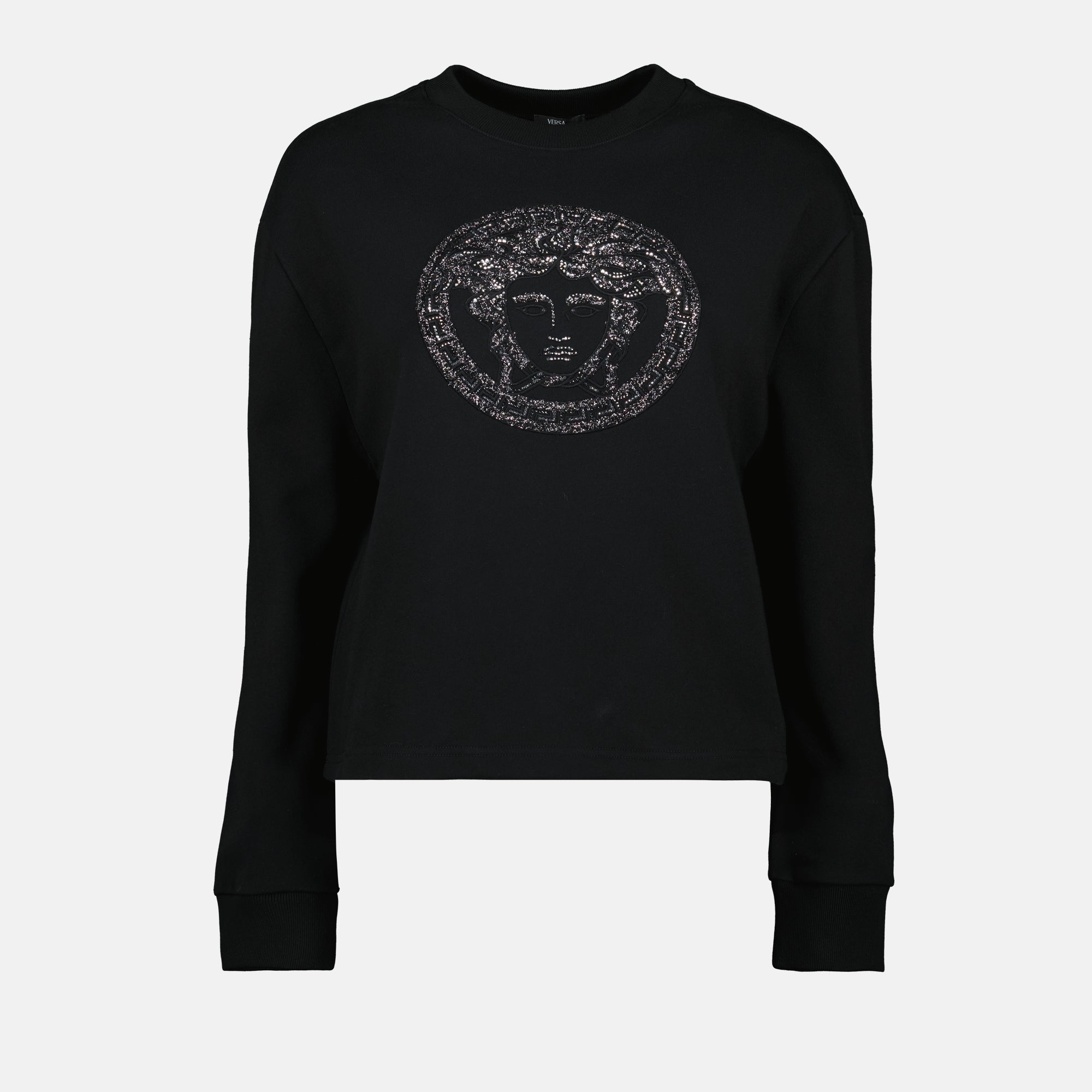 Sweatshirts Sweatshirt Medusa à strass Versace Noir Femme