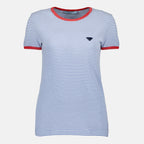 Immagine della T-shirt a righe blu del marchio Prada per donna - Primavera-Estate 2026 - Vista Frontale