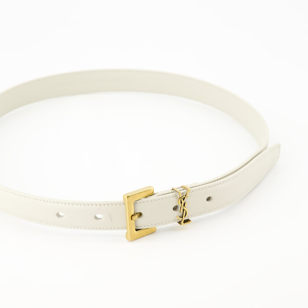 Ceintures Ceinture fine Cassandre Saint Laurent Blanc Femme