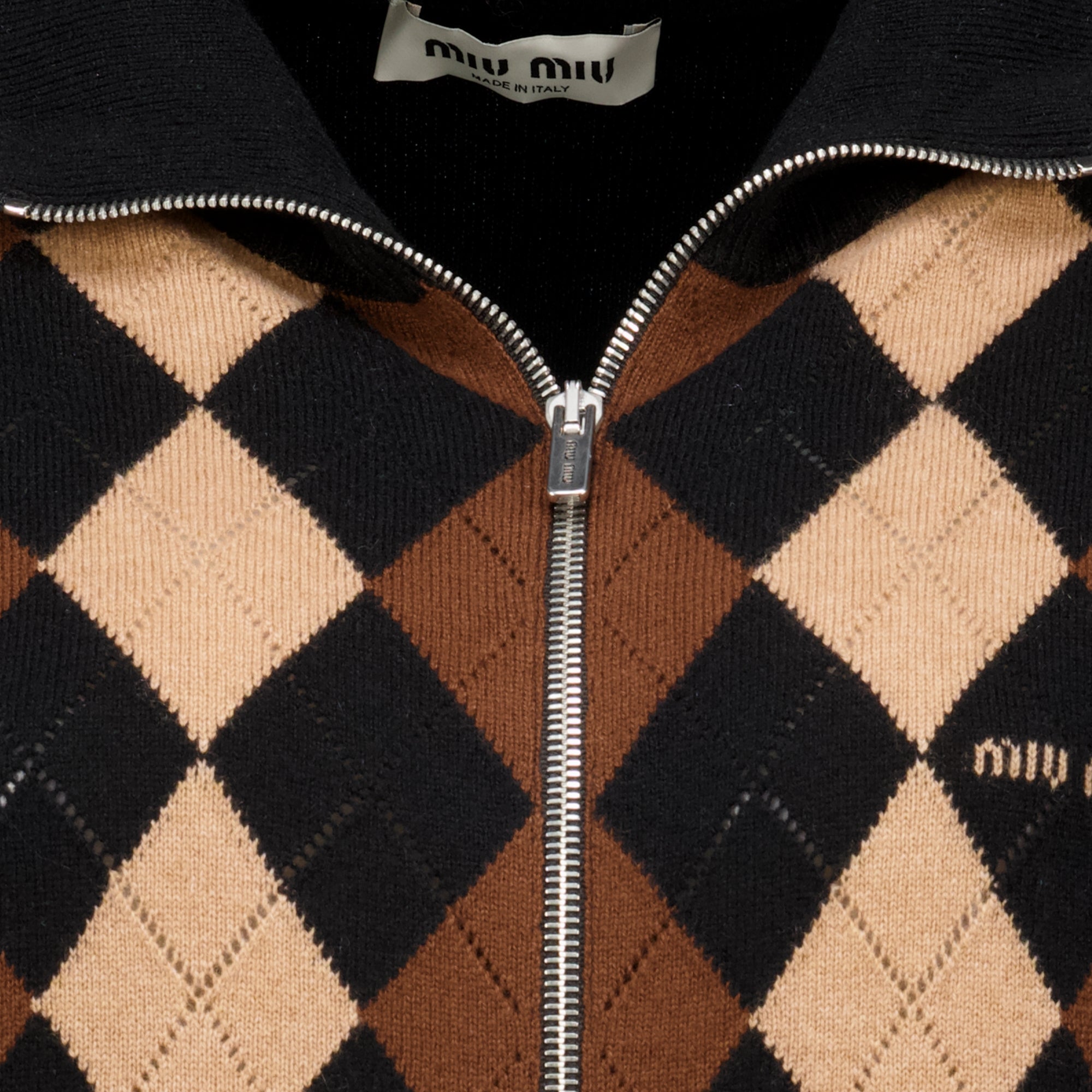 Maille Cárdigan de Cachemira Cuadrícula Miu Miu Noir Femme