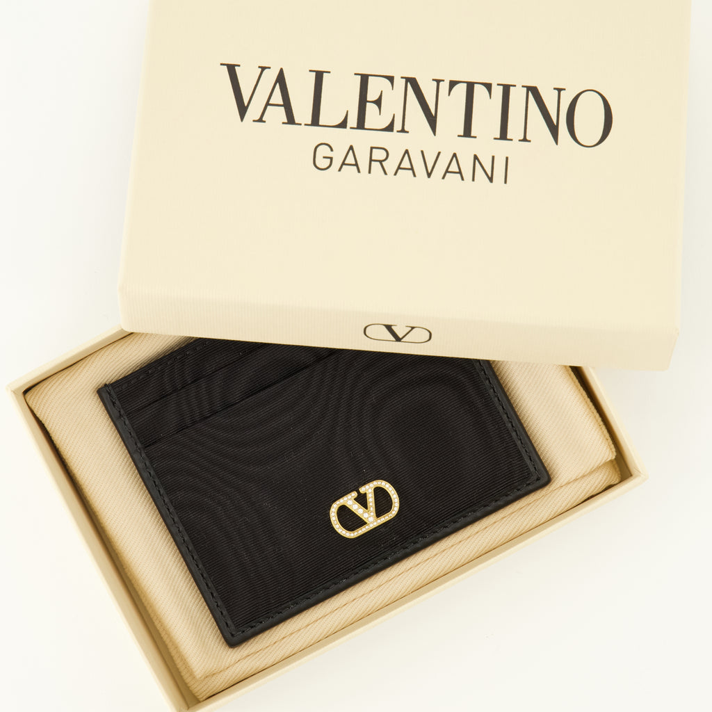 Petite maroquinerie Tarjetero VLogo en Tela Negra Valentino Garavani Noir Femme