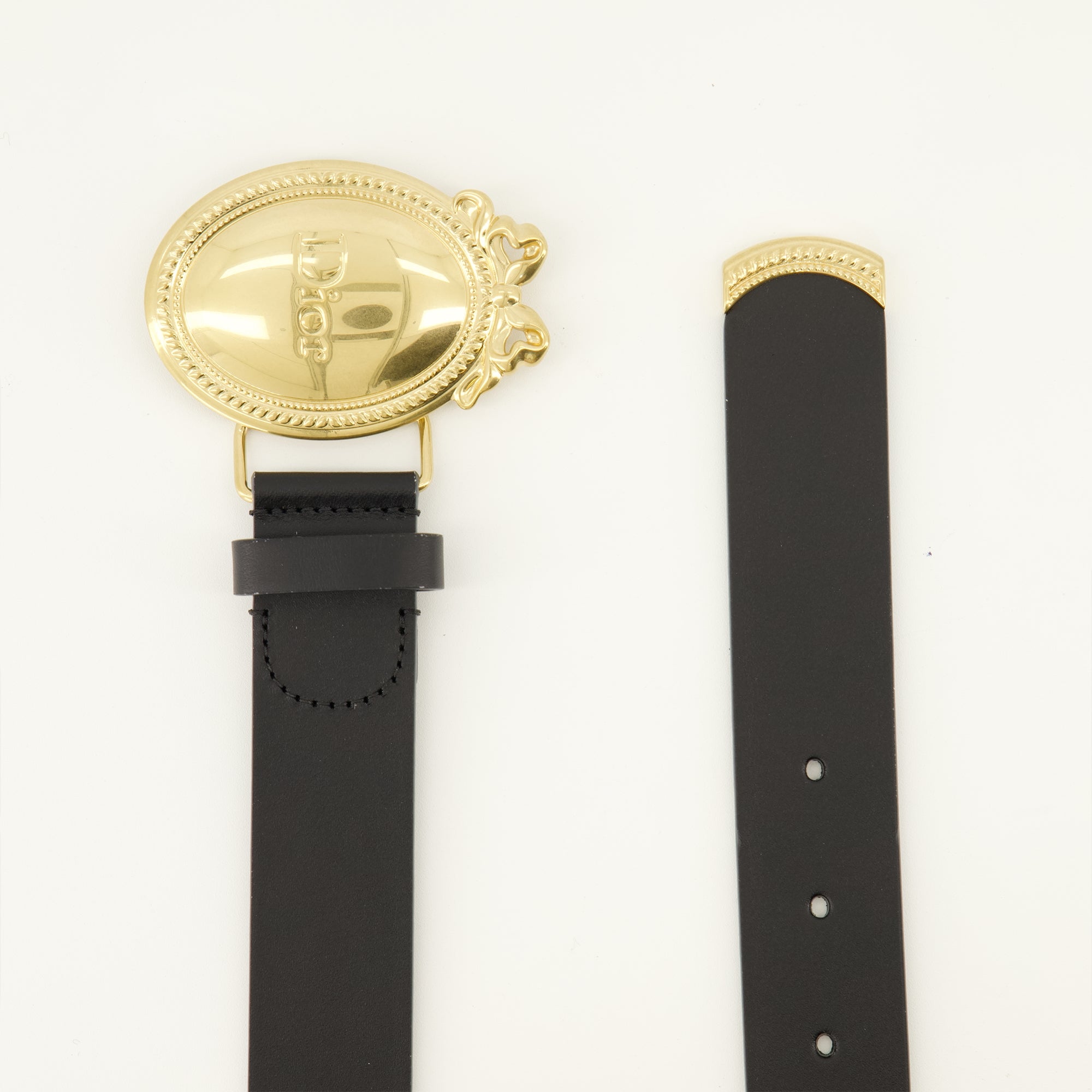 Ceintures Schwarzer Leder-Medaillon-Gürtel Dior Noir Homme