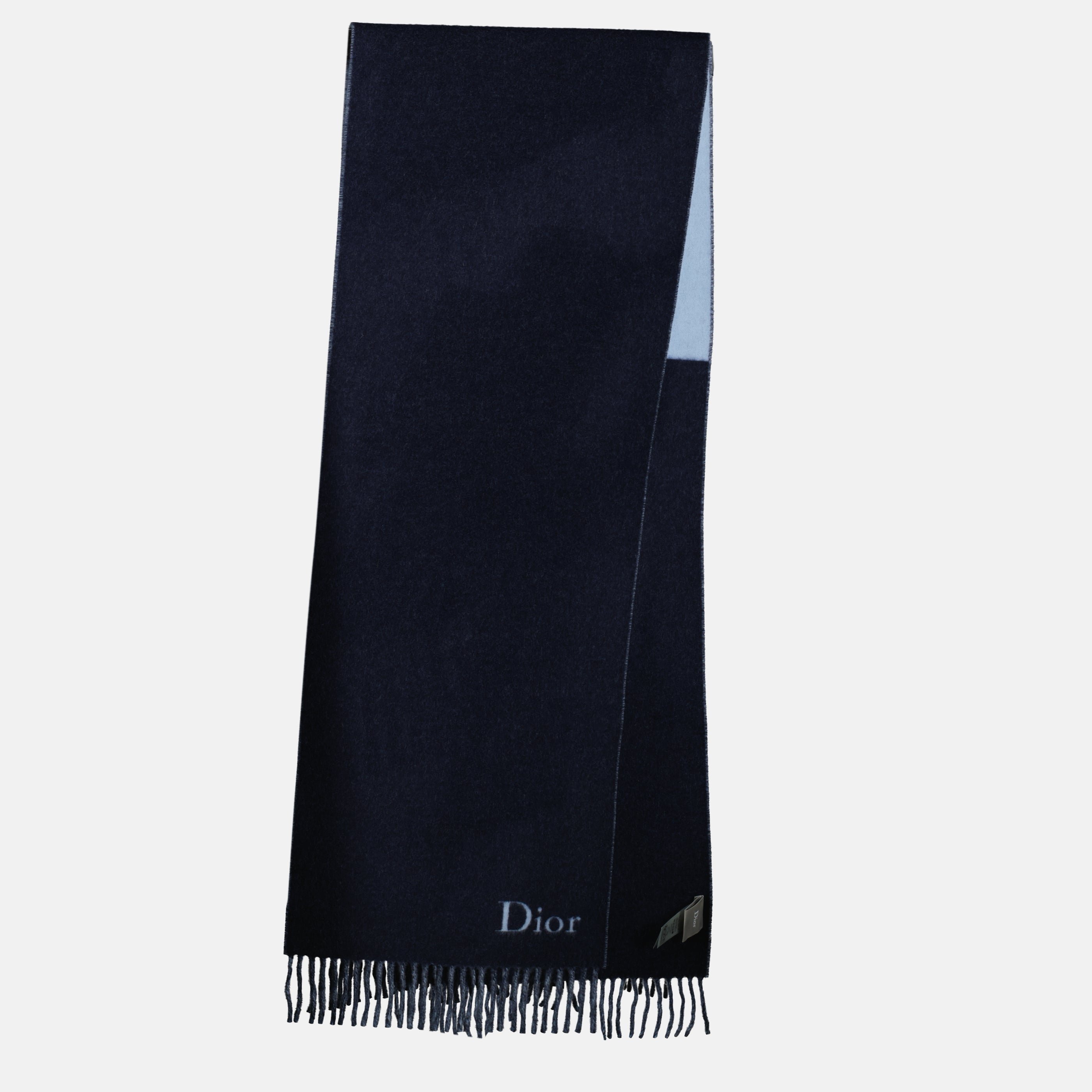 Immagine dell'articolo Sciarpa in lana a doppio faccia blu e marina del marchio Dior per Uomo - Stagione Primavera-Estate 2026 - Vista Frontale