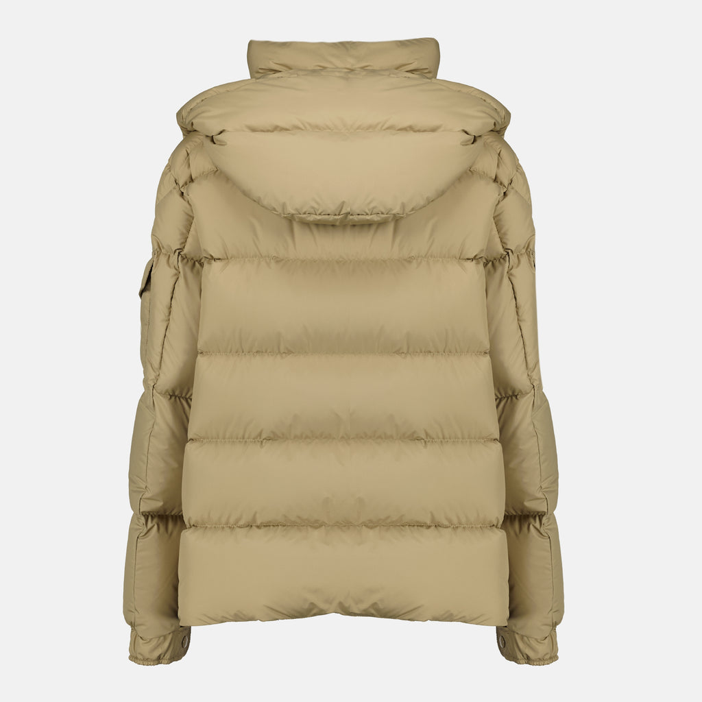 Image of the Maya 70 beige down jacket from the Moncler brand for Women - Autumn-Winter 2025 - Back View