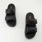 Sapatos abertos Mules de Couro Matelassé Prada Preto Femme