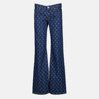 Pantalons Jeans Denim Moon in Blu Marine Serre Bleu Femme