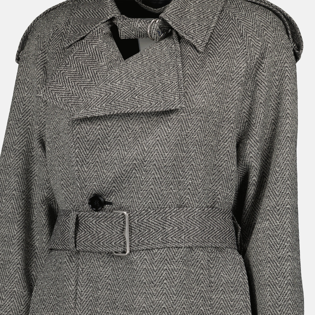 コート ウールとシルクのトレンチコート Burberry グレー Femme