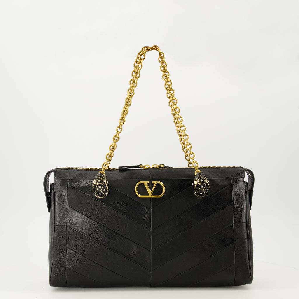 Sacs bandoulière Sac Panthea en cuir nappa noir Valentino Garavani Noir Femme