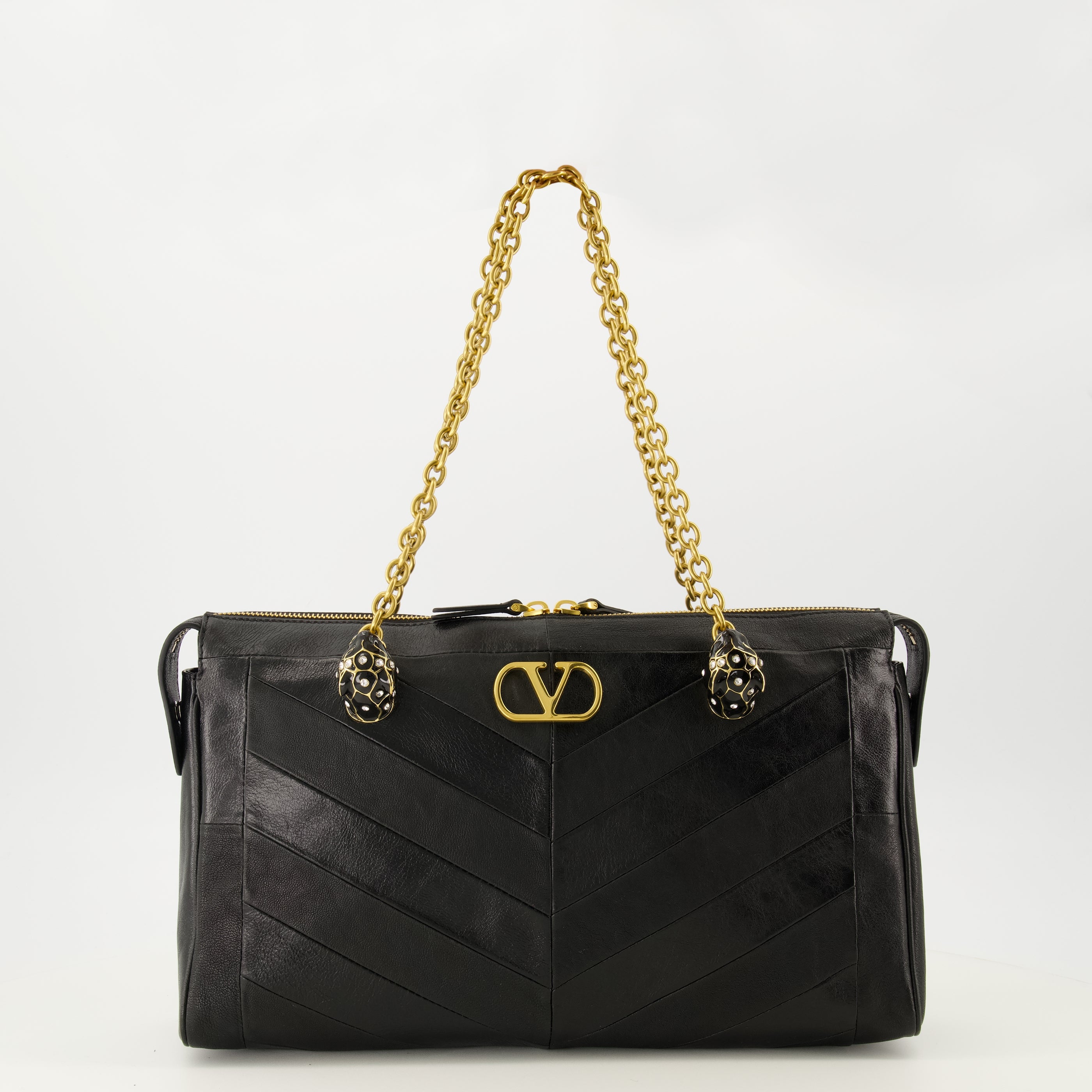 Sacs bandoulière Sac Panthea en cuir nappa noir Valentino Garavani Noir Femme