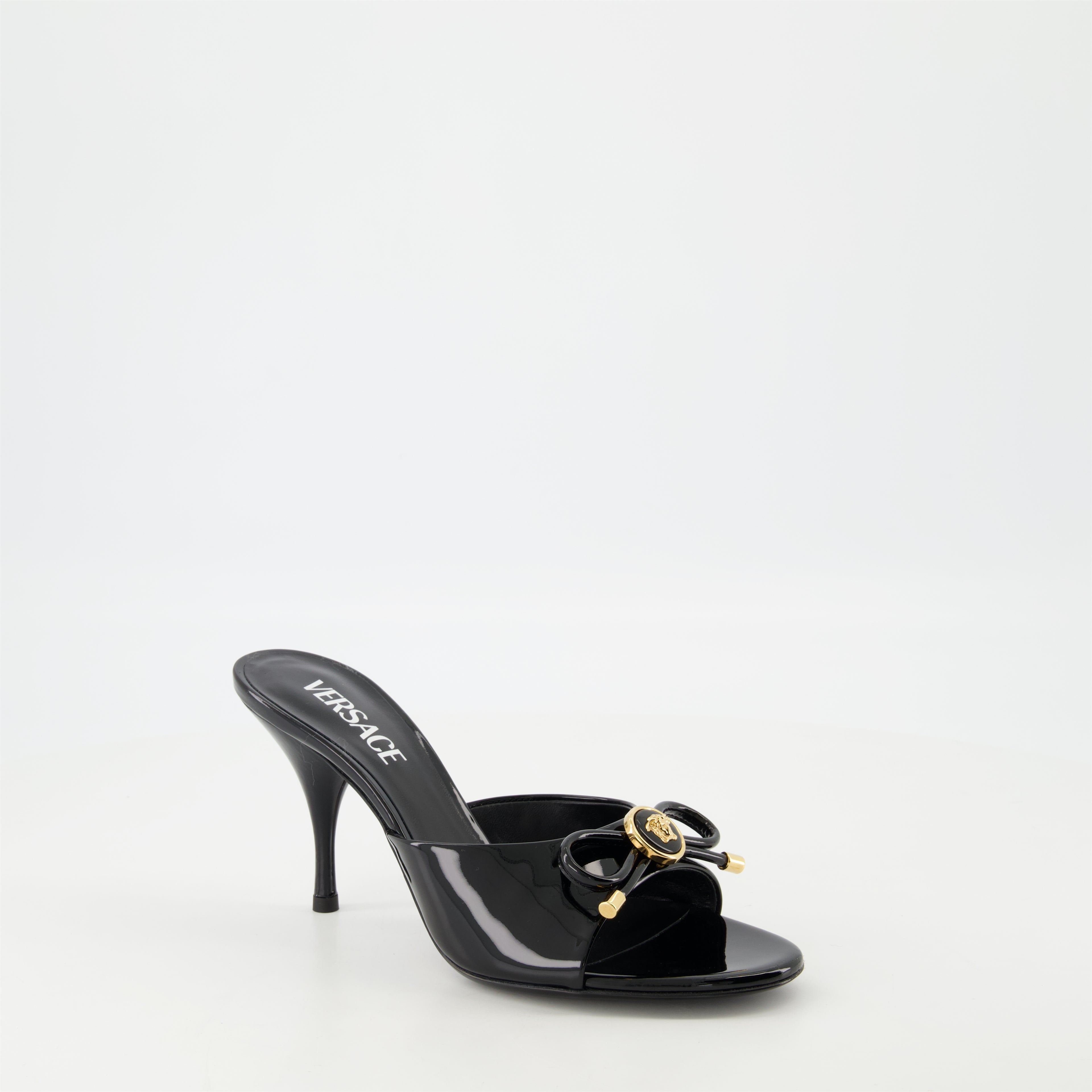 Chaussures ouvertes Mules à talon Bow Versace Noir Femme