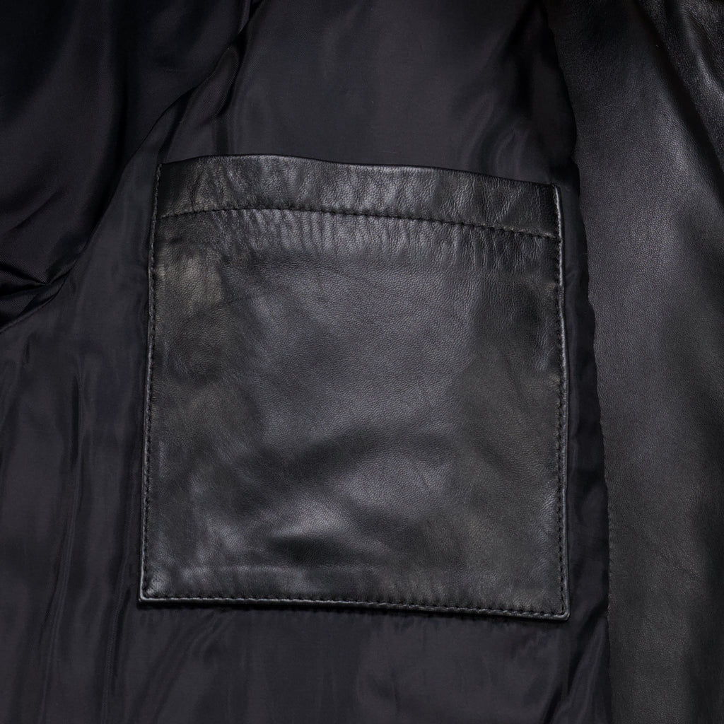 Manteaux Blouson noir rembourré en cuir Ami PARIS Noir Unisexe