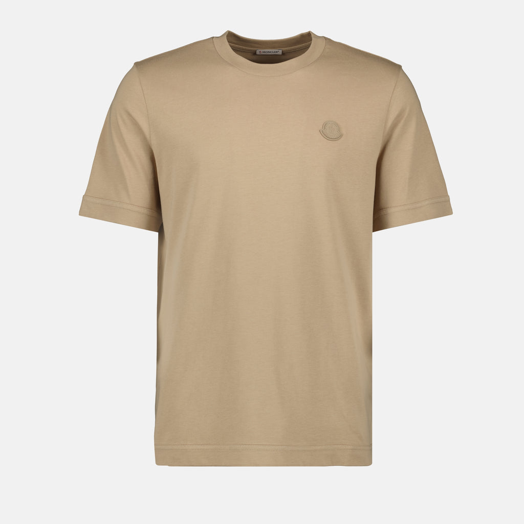 T-shirts T-shirt à logo en cuir Moncler Beige Homme