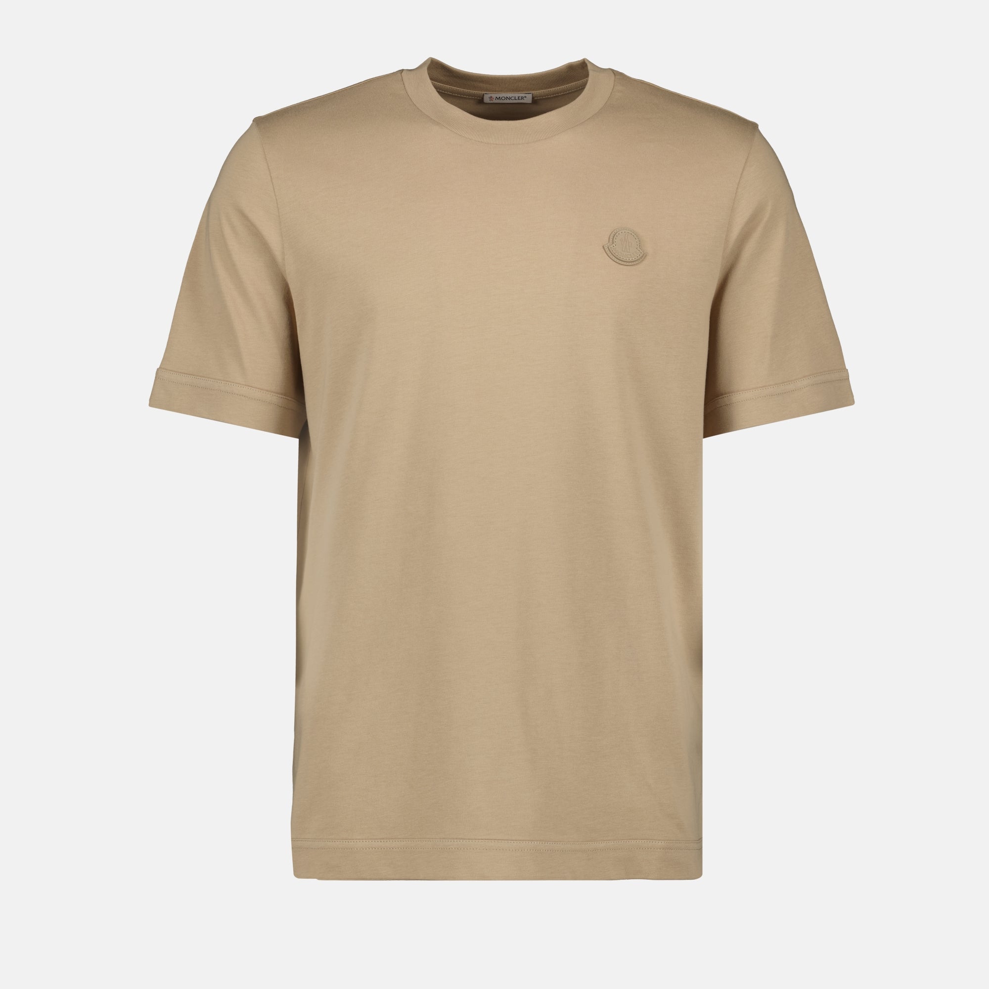 T-shirts T-shirt à logo en cuir Moncler Beige Homme