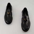 Slipper Gepufferte Leder Slipper Prada Schwarz Herren
