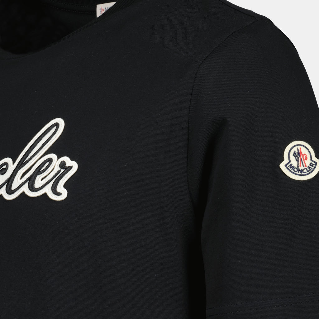 T-shirts T-shirt à logo brodé Moncler Noir Homme