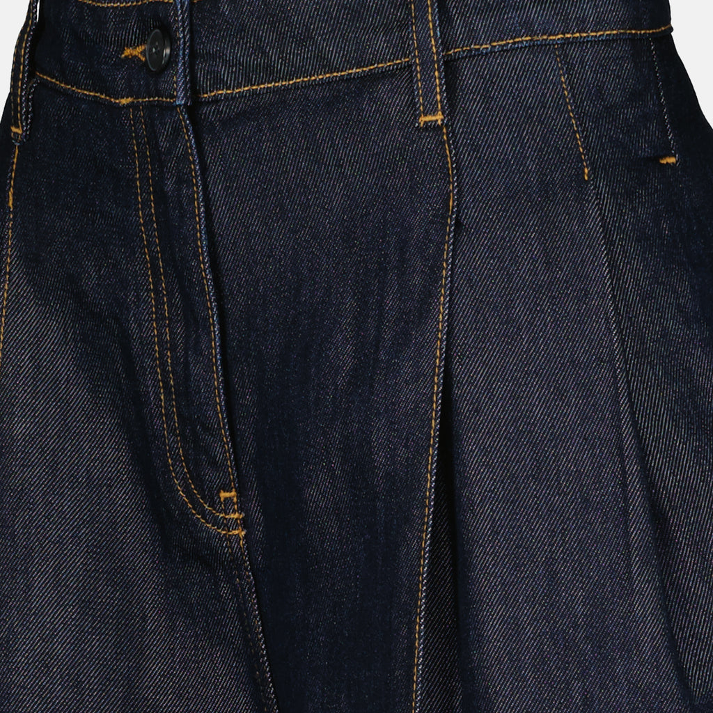 Pantalons Wide Blue Satin Denim Pants Iro Bleu foncé Femme