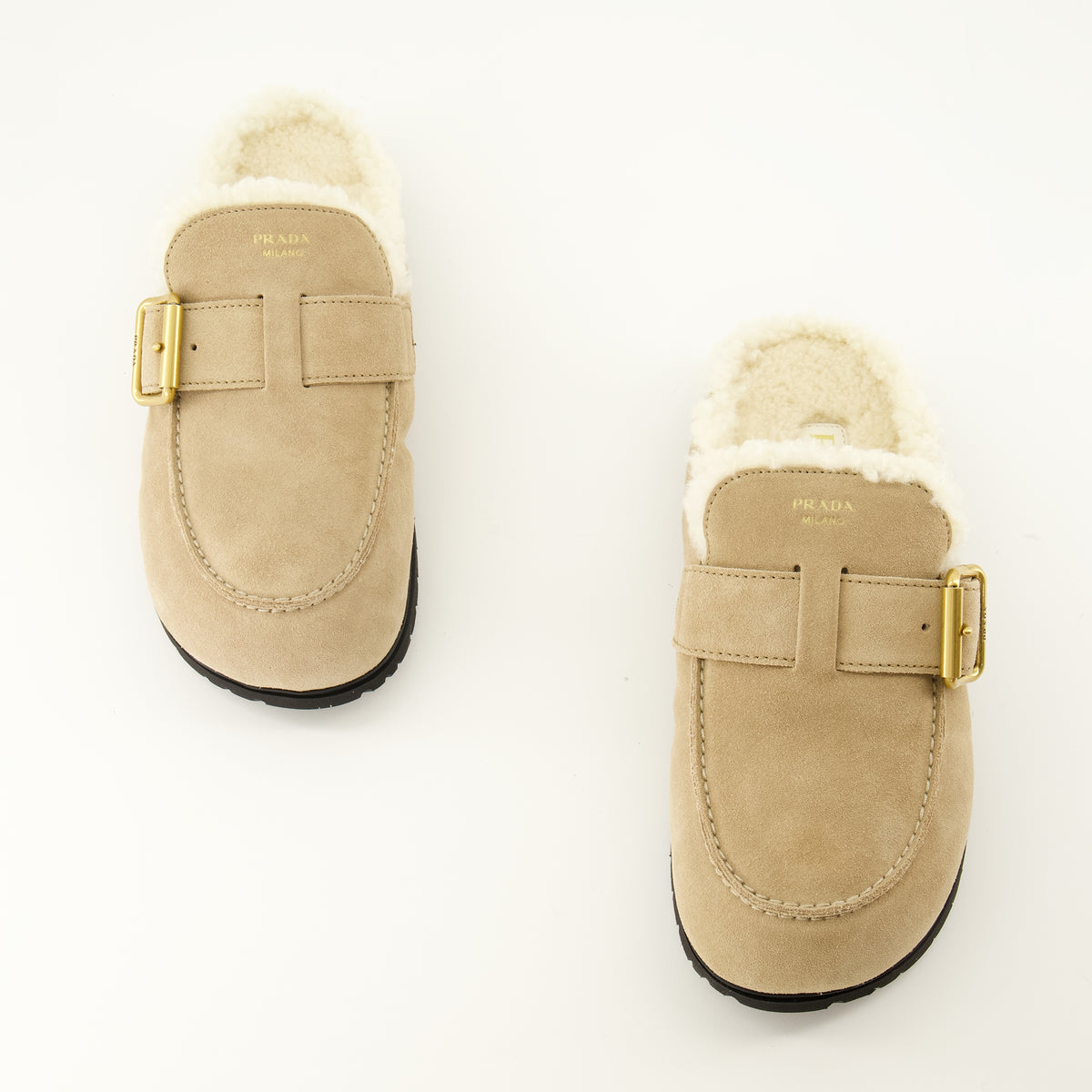 Chaussures ouvertes Mules de Camurça Beje Prada Beige Femme
