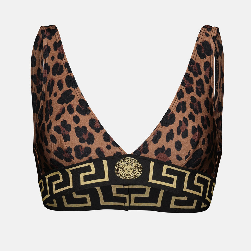 Beachwear Haut de bikini léopard Versace Marron Femme