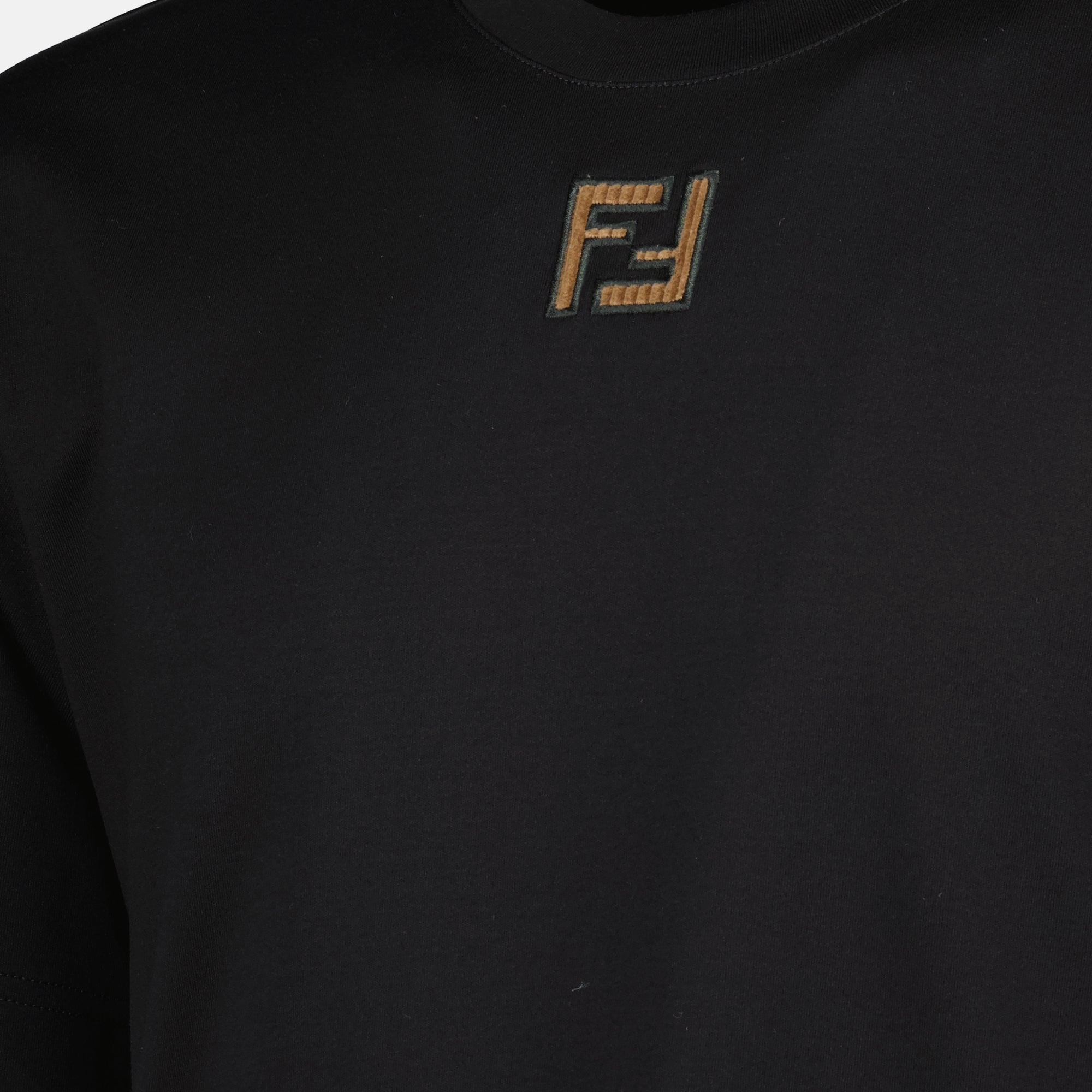 Image de l'article T-shirt noir en coton de la marque Fendi pour Homme - Saison Printemps-Été 2026 - Vue détaillée_1