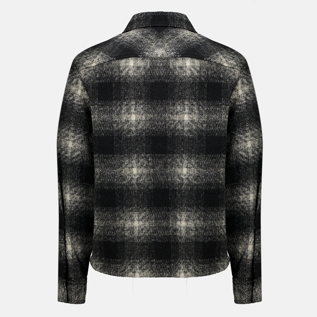 Vestes Camisa de Cuadros Negra con Cierre Moncler Noir Homme
