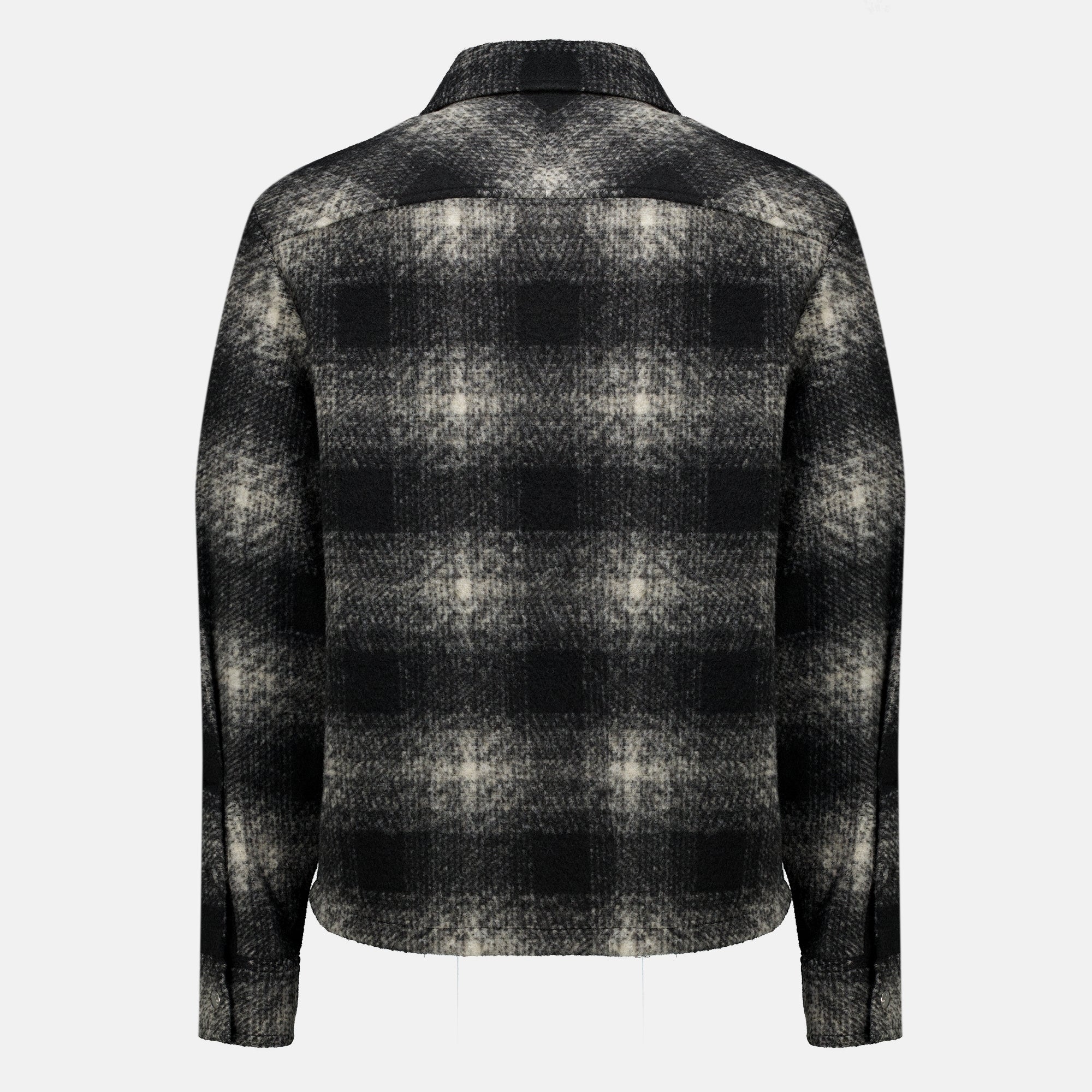 Vestes Black Checkered Zip-Up Shirt Moncler Noir Homme