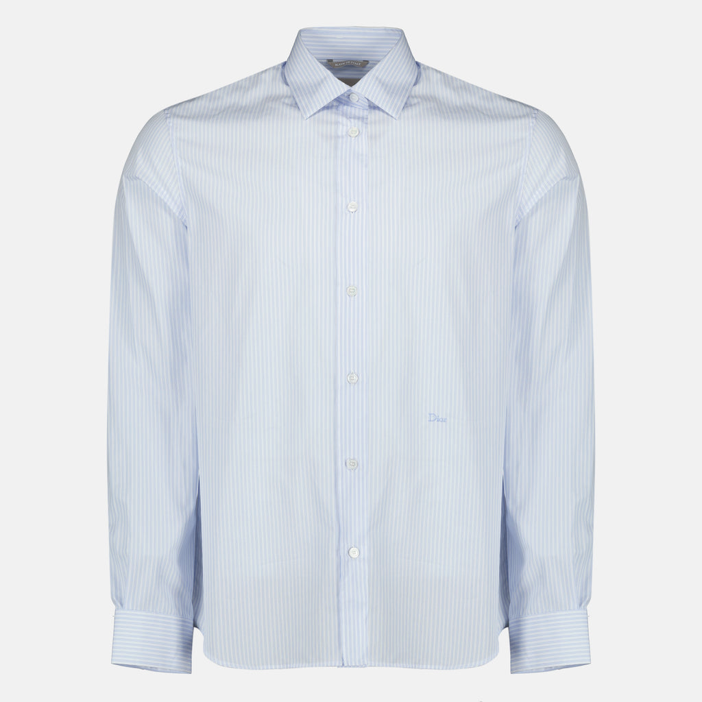 Image de l'article Chemise à rayures bleu clair en coton de la marque Dior pour Homme - Saison Printemps-Été 2026 - Vue de Face