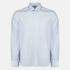 Imagem do artigo Camisa de algodão riscada azul claro da marca Dior para Homem - Temporada Primavera-Verão 2026 - Vista Frontal