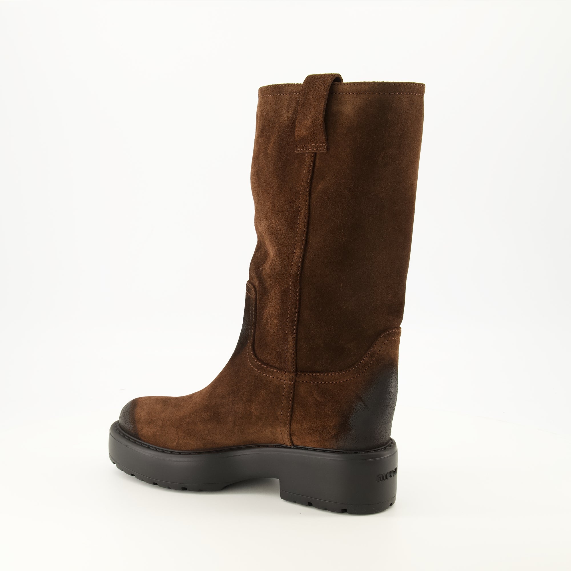 Bottes Bottes Moro en suède marron Miu Miu Marron Femme