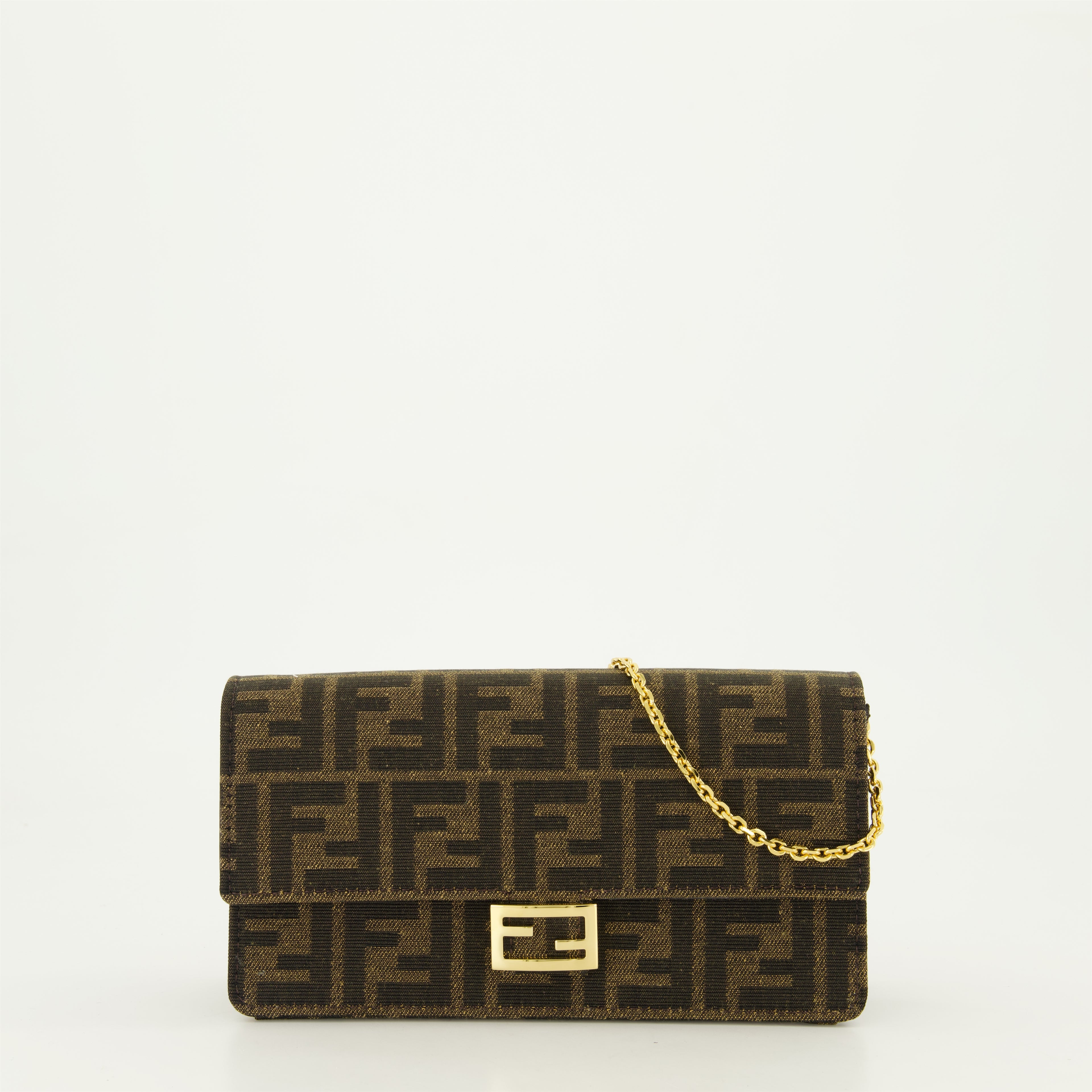 Bolsas pequenas Pochette FF Baguette Fendi Marrom Femme