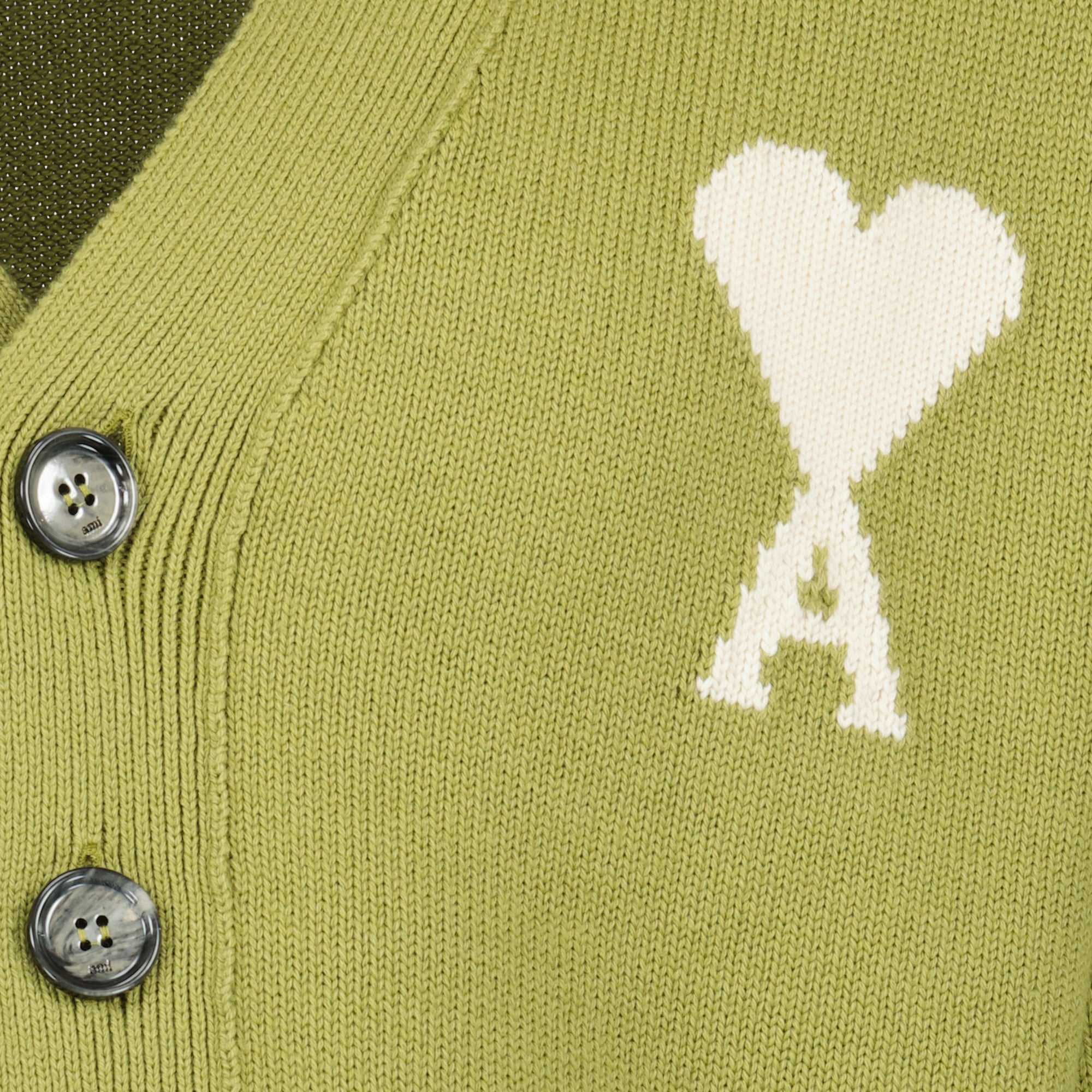 Image de l'article Cardigan AMI de coeur vert de la marque Ami PARIS pour Unisex - Saison Printemps-Été 2026 - Vue détaillée_2