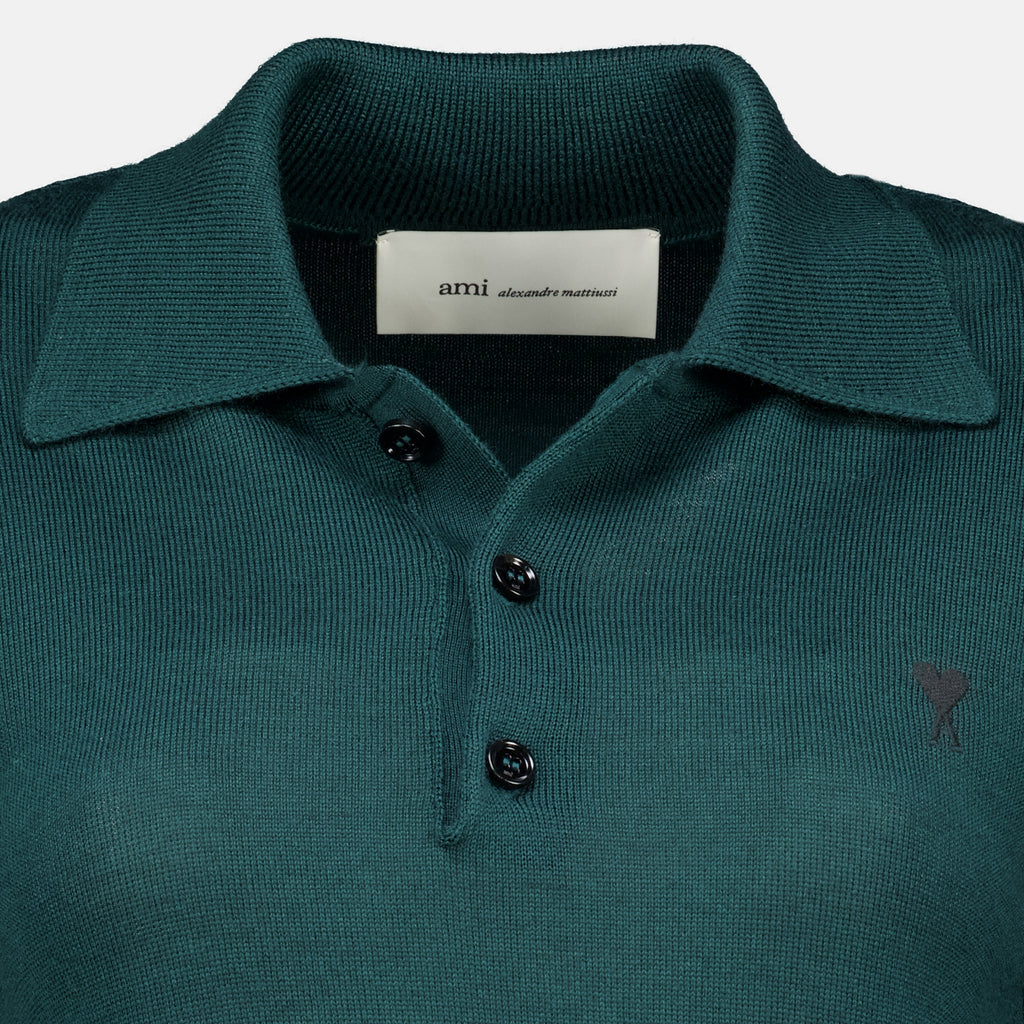 Polos Polo Cuore Verde AMI in Lana Ami PARIS Vert Femme