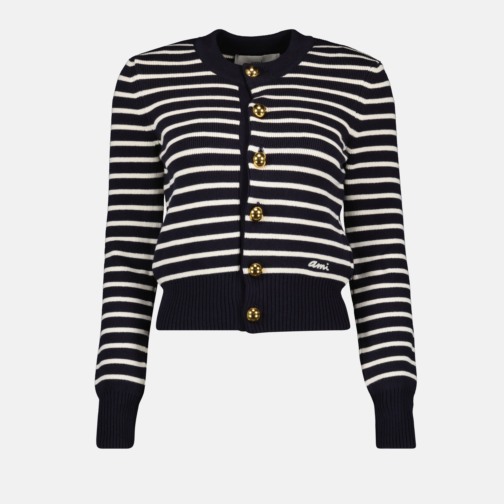 Maille Cardigan marinière Ami PARIS Bleu Femme