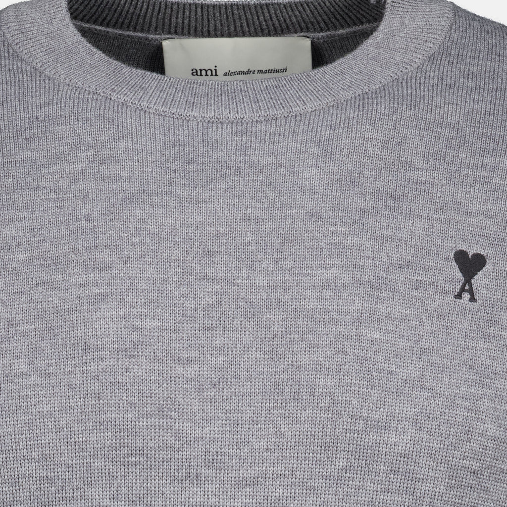 Maille Gray Wool Sweater Ami PARIS Gris Homme