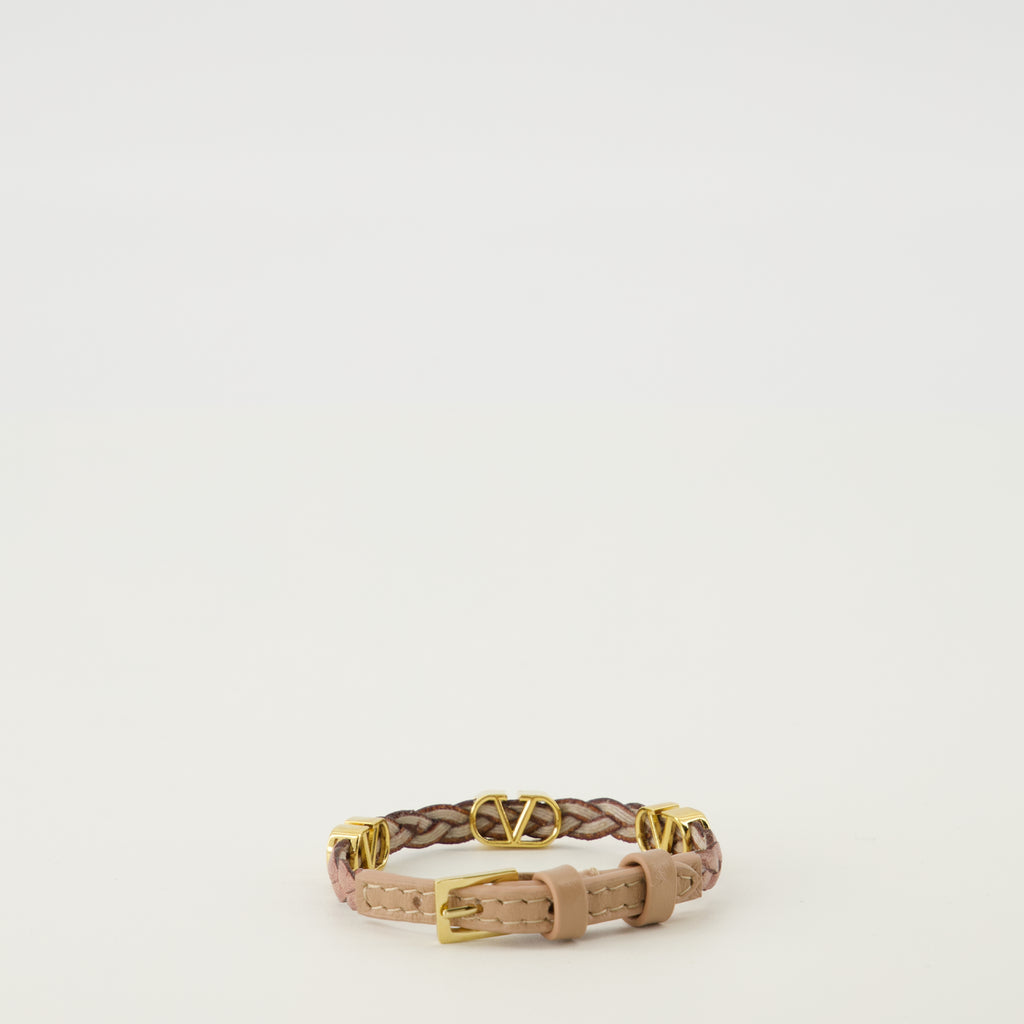 Image de l'article Bracelet en cuir Vlogo rose de la marque Valentino Garavani pour Femme - Saison Printemps-Été 2026 - Vue de Dos