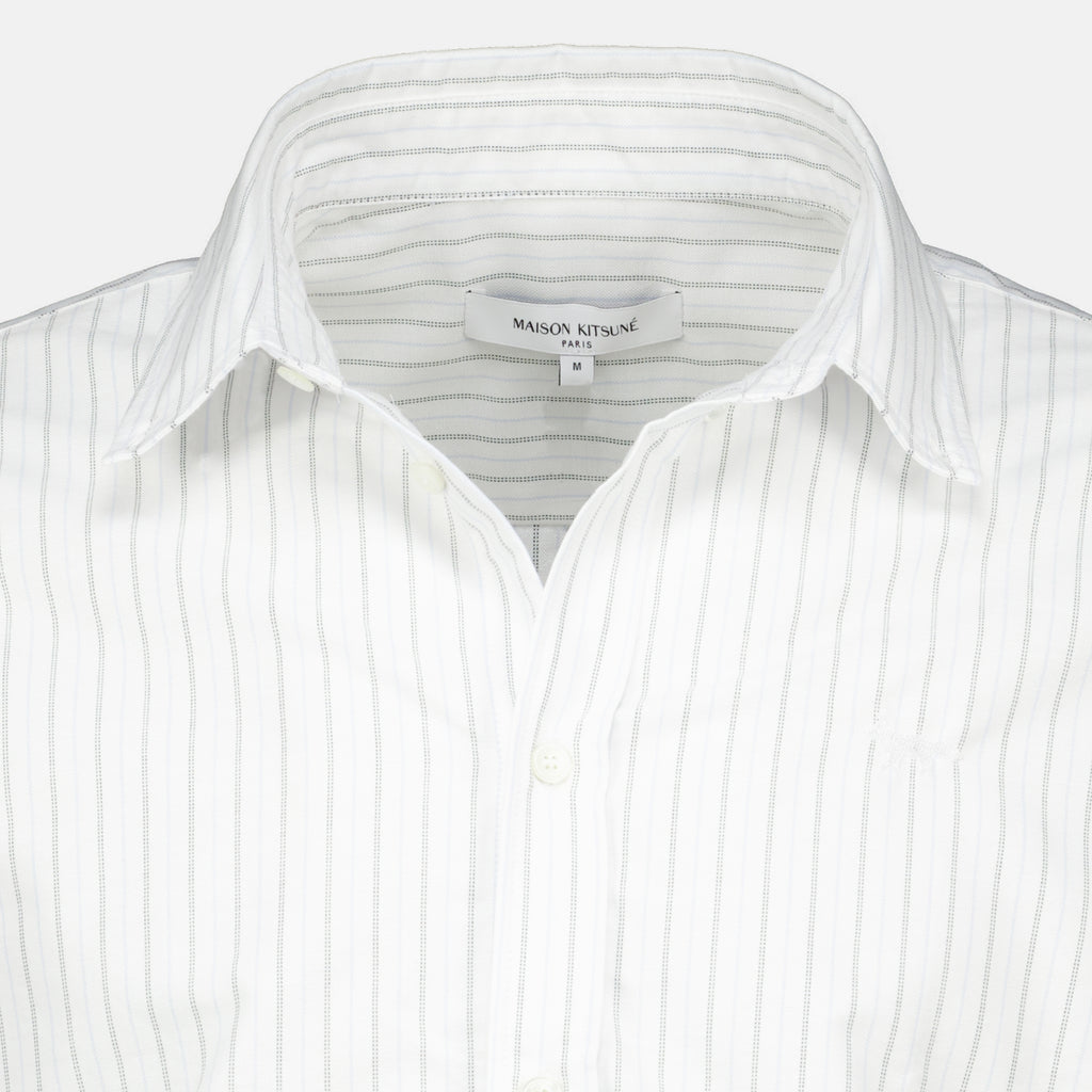 Chemises Chemise rayée en coton Maison Kitsune Blanc Homme