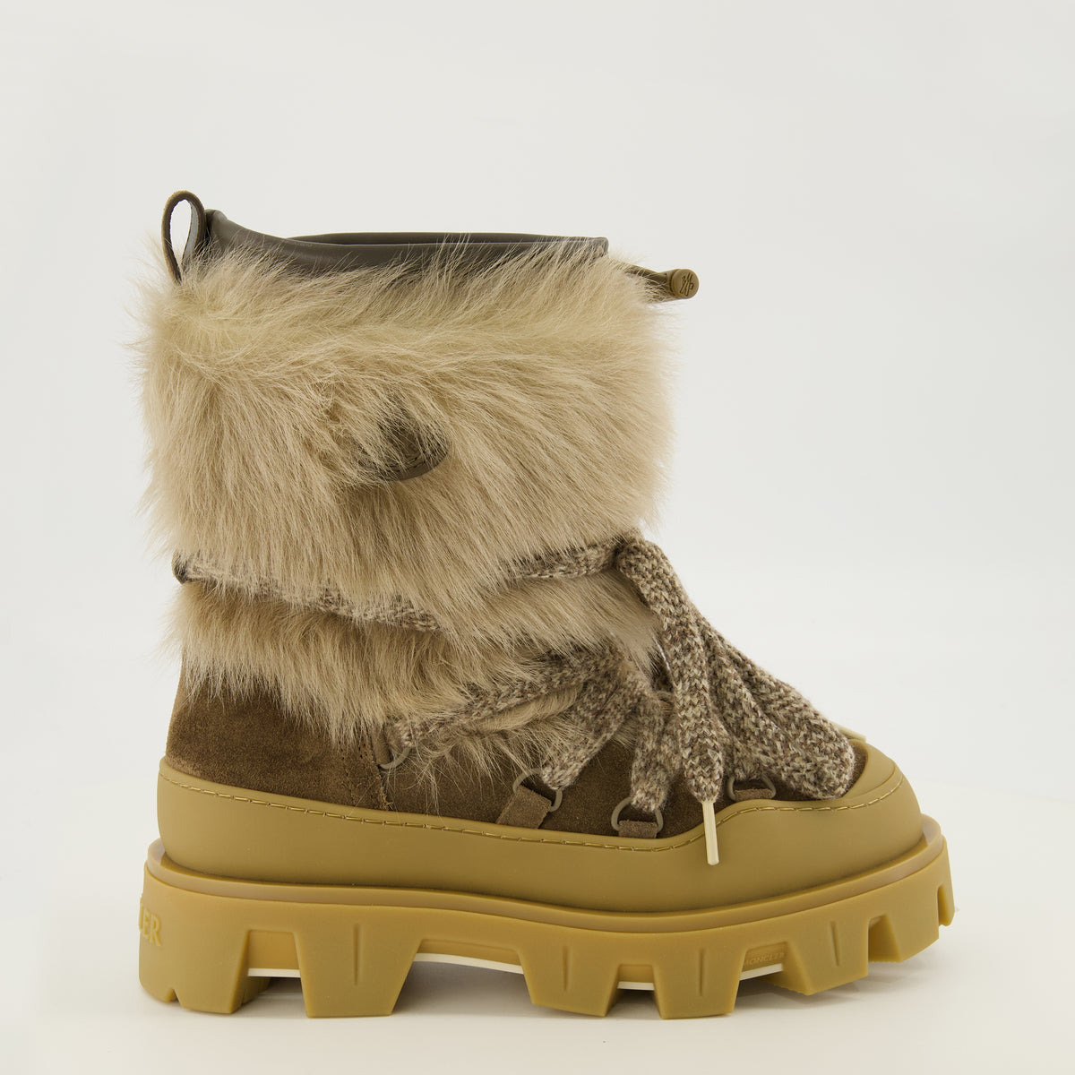 Bottes Bottines Peak en sherling Moncler Marron Femme