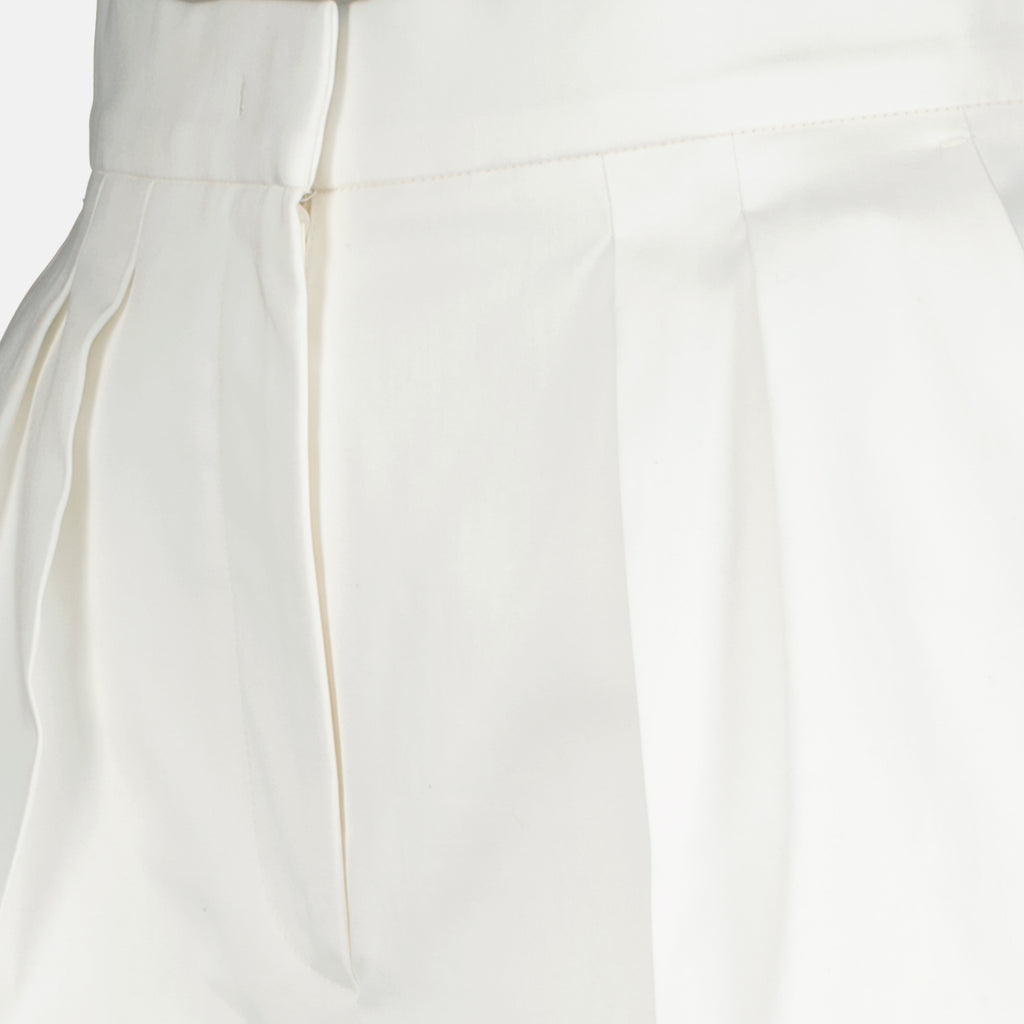 맥스마라 여성용 흰색 코튼 새틴 반바지 이미지 - 2026년 봄여름 - 상세 보기_1