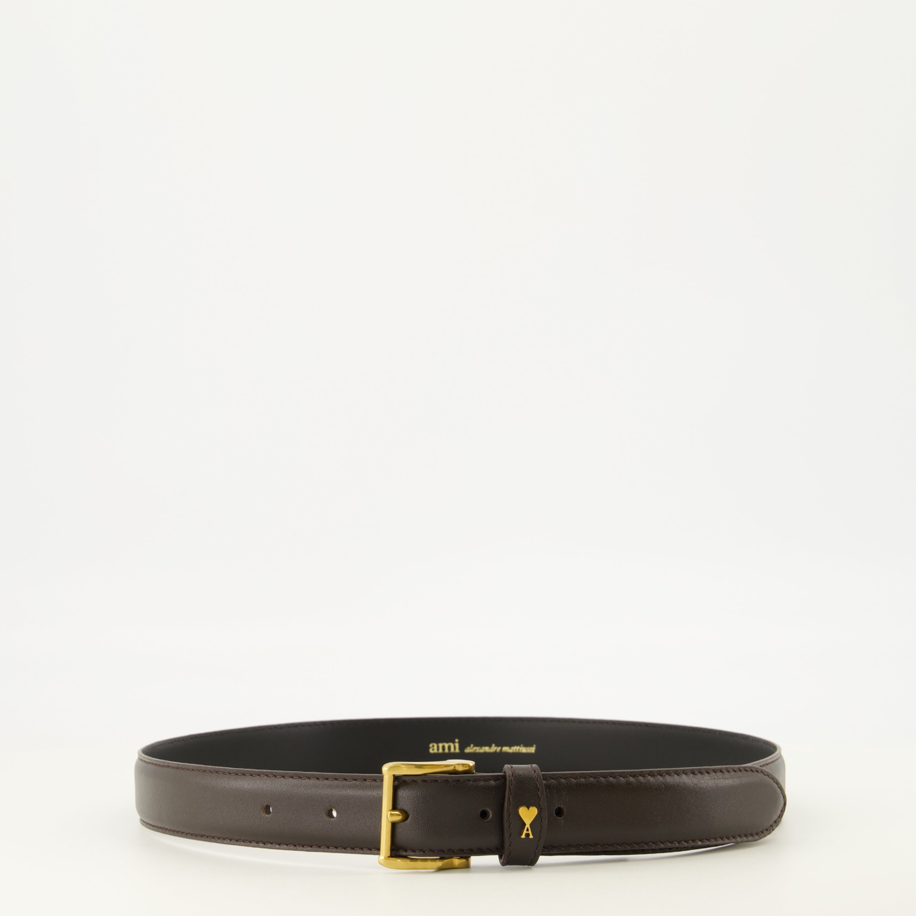 Ceintures Ceinture AMI de coeur en cuir marron Ami PARIS Marron Unisexe