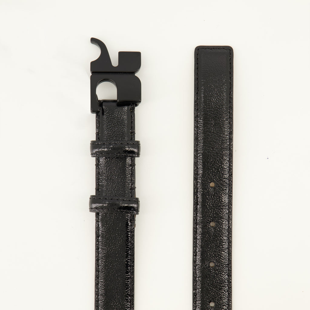 Ceintures Cintura in Pelle Lucida AC Nera Courrèges Noir Femme